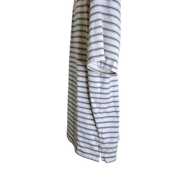 Nike Golf Mens Polo‎ Shirt Large Blue White Striped Dri Fit Stretch Sportswear - Picture 4 of 6